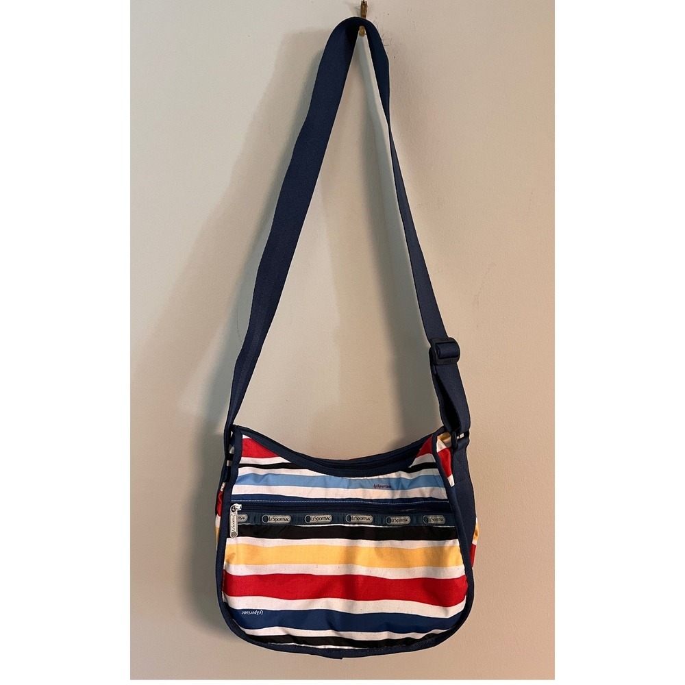 LeSportsac Retro Striped Crossbody Bag Multi-Color Adjustable Strap Medium Retro